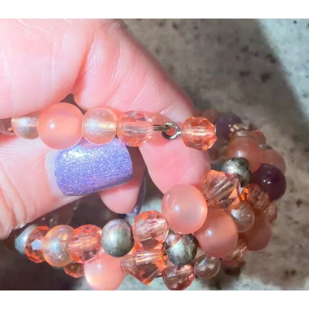 Lia Sophia Orange & Red Beaded Multi-Row Stretch Bracelet - Picture 3 of 5